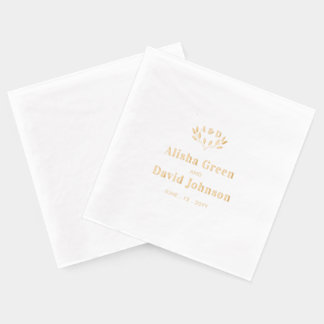 Serviettes Avec Dorure Monogramme Couples Nom Mariage personnalisé