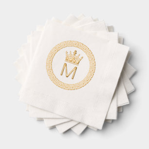 Serviettes Avec Dorure Monogramme Couronne Initiale S Cadre Clé Grecque C