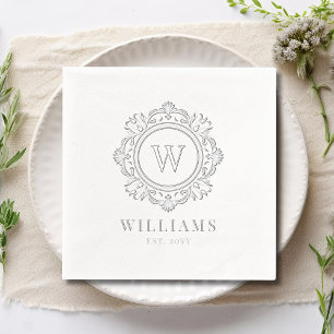 Serviettes Avec Dorure Monogramme de famille de mariage floral en feuille