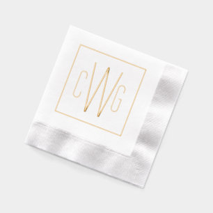 Serviettes Avec Dorure Monogramme de lettre initiale 3 élégant simple #90