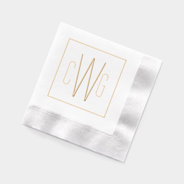 Serviettes Avec Dorure Monogramme de lettre initiale 3 élégant simple #90 (Gauche)