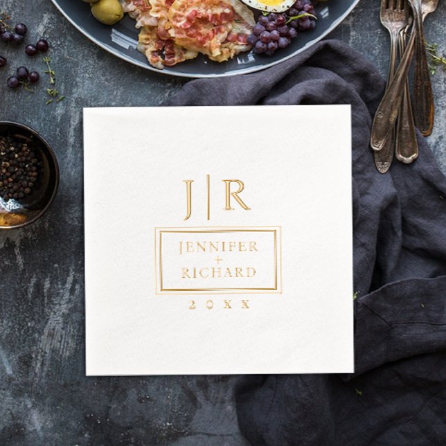 Serviettes Avec Dorure Monogramme de mariage avec initiales de nom géomét (Créateur téléchargé)