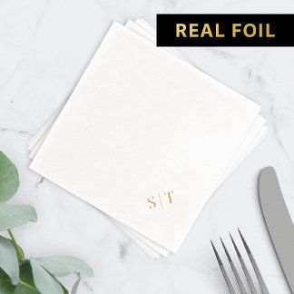 Serviettes Avec Dorure Monogramme de mariage élégant et stylé dans le coi