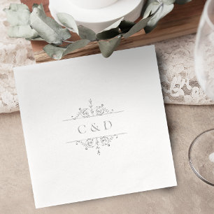 Serviettes Avec Dorure Monogramme de mariage élégant moderne classique vi