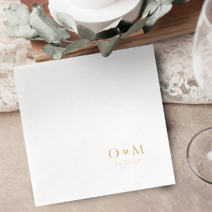 Serviettes Avec Dorure Monogramme de mariage moderne élégant simple