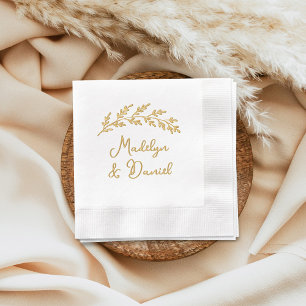 Serviettes Avec Dorure Monogramme de mariage rustique