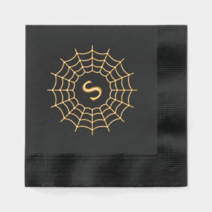 Serviettes Avec Dorure Monogramme de Spiderweb initial Halloween noir