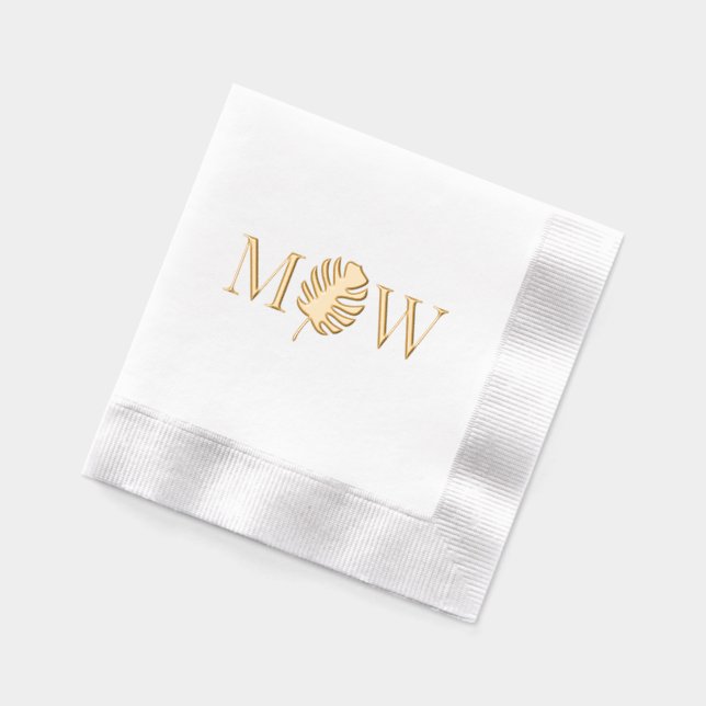 Serviettes Avec Dorure Monogramme du couple de mariés avec feuille de Mon (Gauche)