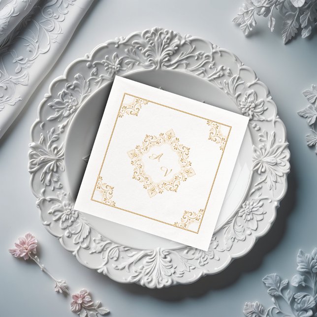 Serviettes Avec Dorure Monogramme Élégant Mandala (Créateur téléchargé)