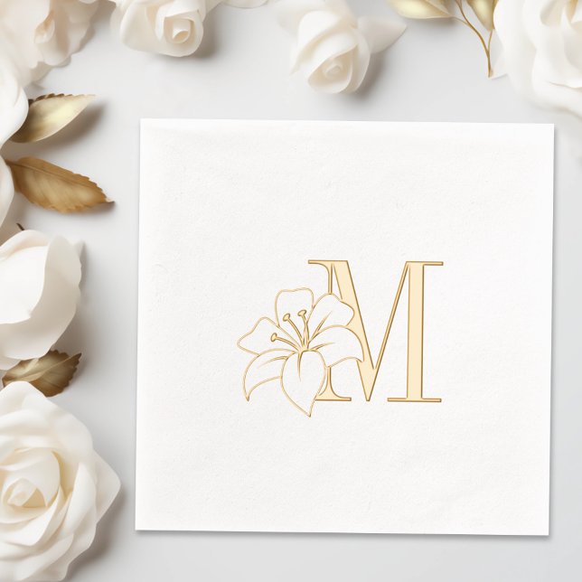 Serviettes Avec Dorure Monogramme Exotique Lily (Créateur téléchargé)