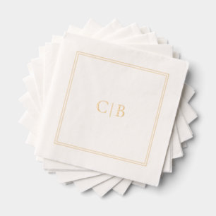 Serviettes Avec Dorure Monogramme formel simple Mariage élégant