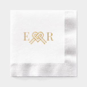 Serviettes Avec Dorure Monogramme initial à 2 lettres de couple en forme 