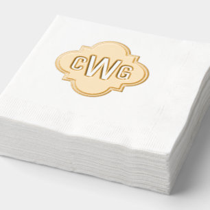 Serviettes Avec Dorure Monogramme initial élégant marocain Quatrefoil 3