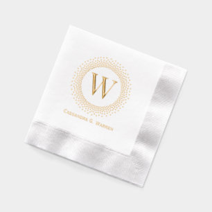 Serviettes Avec Dorure Monogramme Initial Simple Rond Cadre de Points #2