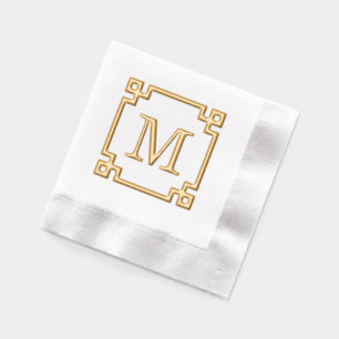 Serviettes Avec Dorure Monogramme initial unique encadré à clé grecque él