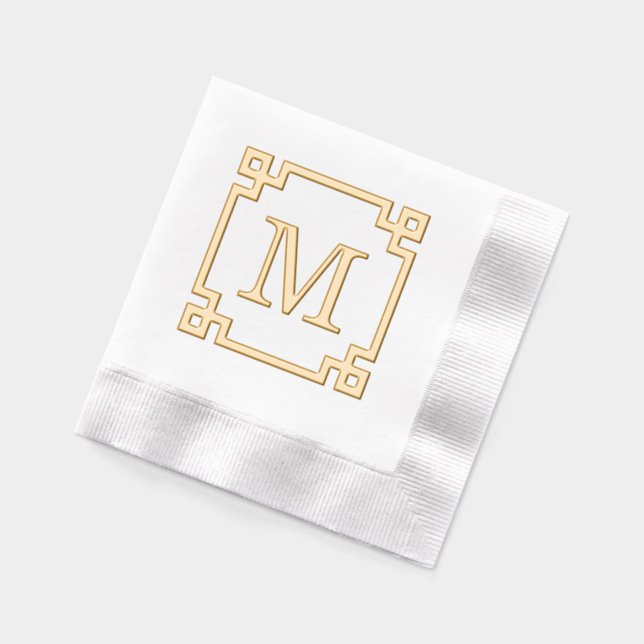 Serviettes Avec Dorure Monogramme initial unique encadré à clé grecque él (Gauche)