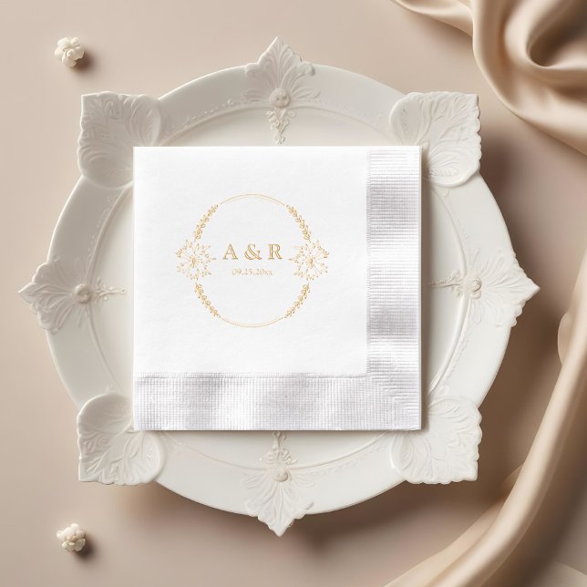 Serviettes Avec Dorure Monogramme Mariage des fleurs de prairie (Créateur téléchargé)