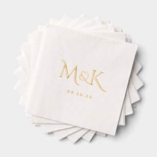 Serviettes Avec Dorure Monogramme Mariage élégant et simple