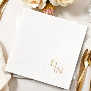 Serviettes Avec Dorure Monogramme minimaliste d'or moderne