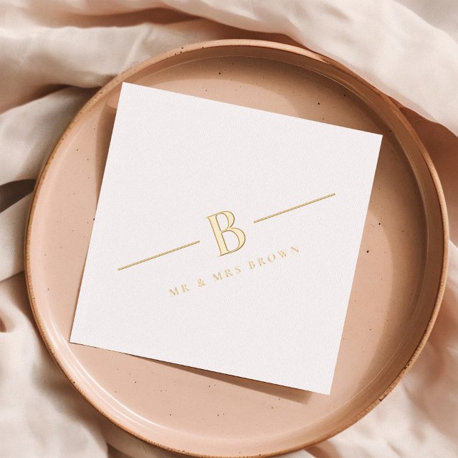 Serviettes Avec Dorure Monogramme moderne simple Mariage personnalisé (Créateur téléchargé)