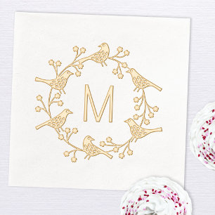 Serviettes Avec Dorure Monogramme scandinave moderne couronne initiale d'