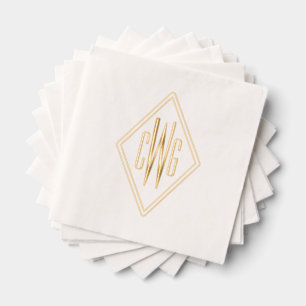 Serviettes Avec Dorure Monogramme simple à 3 lettres initiales #5 cadre d