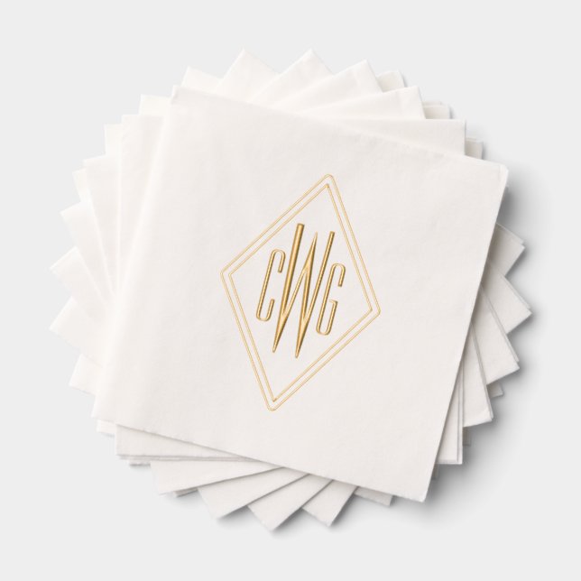 Serviettes Avec Dorure Monogramme simple à 3 lettres initiales #5 cadre d (Insitu (empilé))