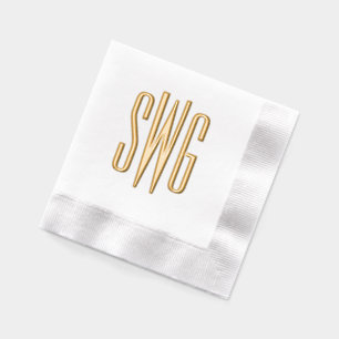 Serviettes Avec Dorure Monogramme simple élégant à 3 lettres initiales #8