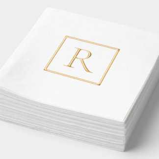 Serviettes Avec Dorure Monogramme simple minimaliste d'huile d'or serviet