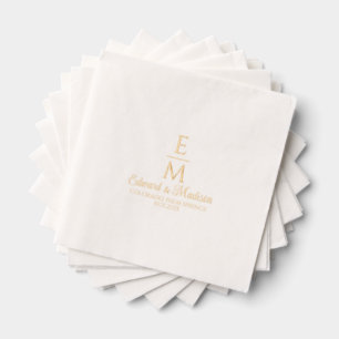 Serviettes Avec Dorure Monogrammes Mariages simples personnalisés