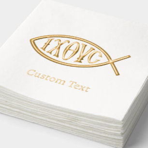 Serviettes Avec Dorure Motif de symbole chrétien Ichthys