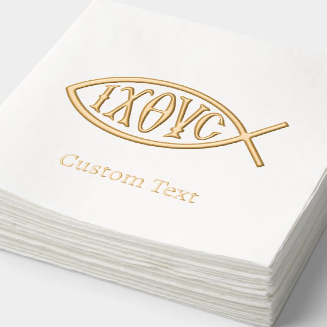 Serviettes Avec Dorure Motif de symbole chrétien Ichthys (Détail)