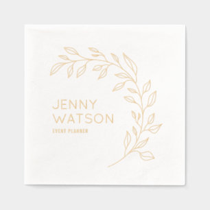 Serviettes Avec Dorure Motif floral élégant minimaliste Nom de l'entrepri