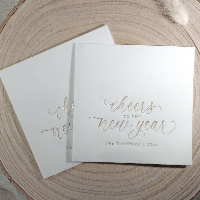 Serviettes Avec Dorure New Years Elegant Festive 2026 Gold (New Year's Eve gold foil napkins - Cheers to the New Year)