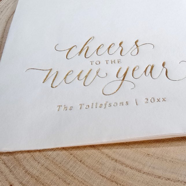 Serviettes Avec Dorure New Years Elegant Festive 2026 Gold (Elegant New Year's Eve cocktail napkins for New Year's Parties in elegant real gold foil)
