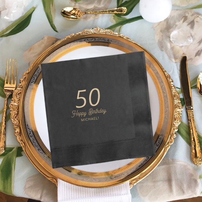 Serviettes Avec Dorure N'importe quel âge jalon élégant Joyeux Anniversai (Créateur téléchargé)