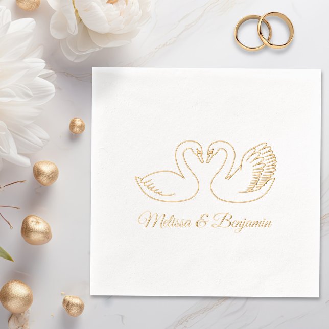 Serviettes Avec Dorure Noces de cygnes V2 (Créateur téléchargé)