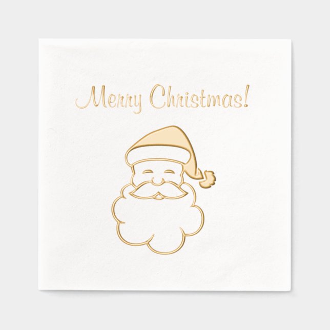 Serviettes Avec Dorure Noël Père Noël Vacances de Noël (Recto)