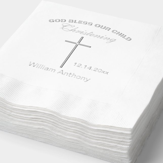 Serviettes Avec Dorure Nom croisé Christening (Détail)