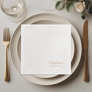 Serviettes Avec Dorure Nom de famille de mariage à l'écriture manuscrite