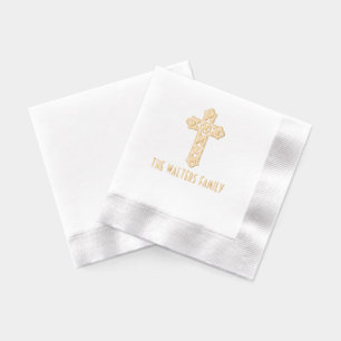 Serviettes Avec Dorure Nom de famille simple croix nœud celtique