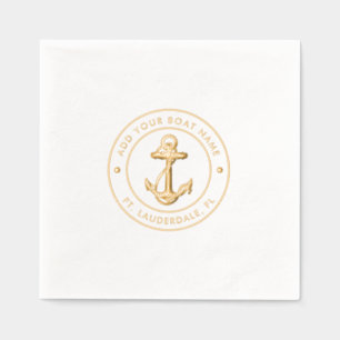 Serviettes Avec Dorure Nom du bateau d'Ancres nautiques personnalisé