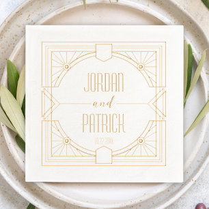 Serviettes Avec Dorure Nom du couple géométrique Art Déco PersonnaliséMar