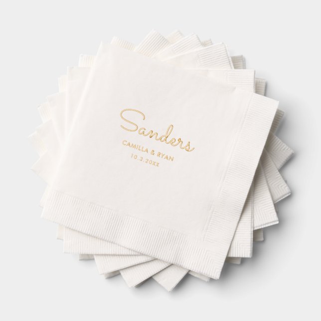 Serviettes Avec Dorure Nom personnalisé Mariage à huile d'or serviettes (Insitu (empilé))