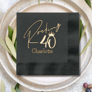 Serviettes Avec Dorure Nom Rocking 40 Couronne 40e Anniversaire
