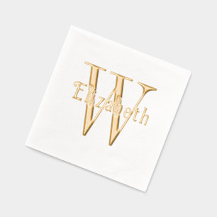 Serviettes Avec Dorure Nom sur les initiales en gras uniques #35