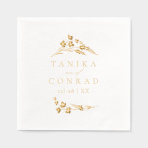 Serviettes Avec Dorure Noms d'aquarelle du Mariage fleur sauvage ID954