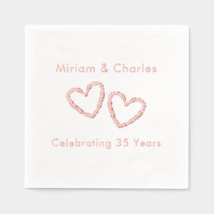 Serviettes Avec Dorure Noms de couple Coeur 35e anniversaire de Mariage