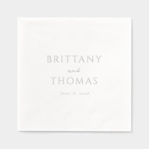 Serviettes Avec Dorure Noms minimalistes gris sophistiqués