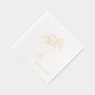 Serviettes Avec Dorure Noms Personnalisés Palmiers Tropicaux Feuille de m